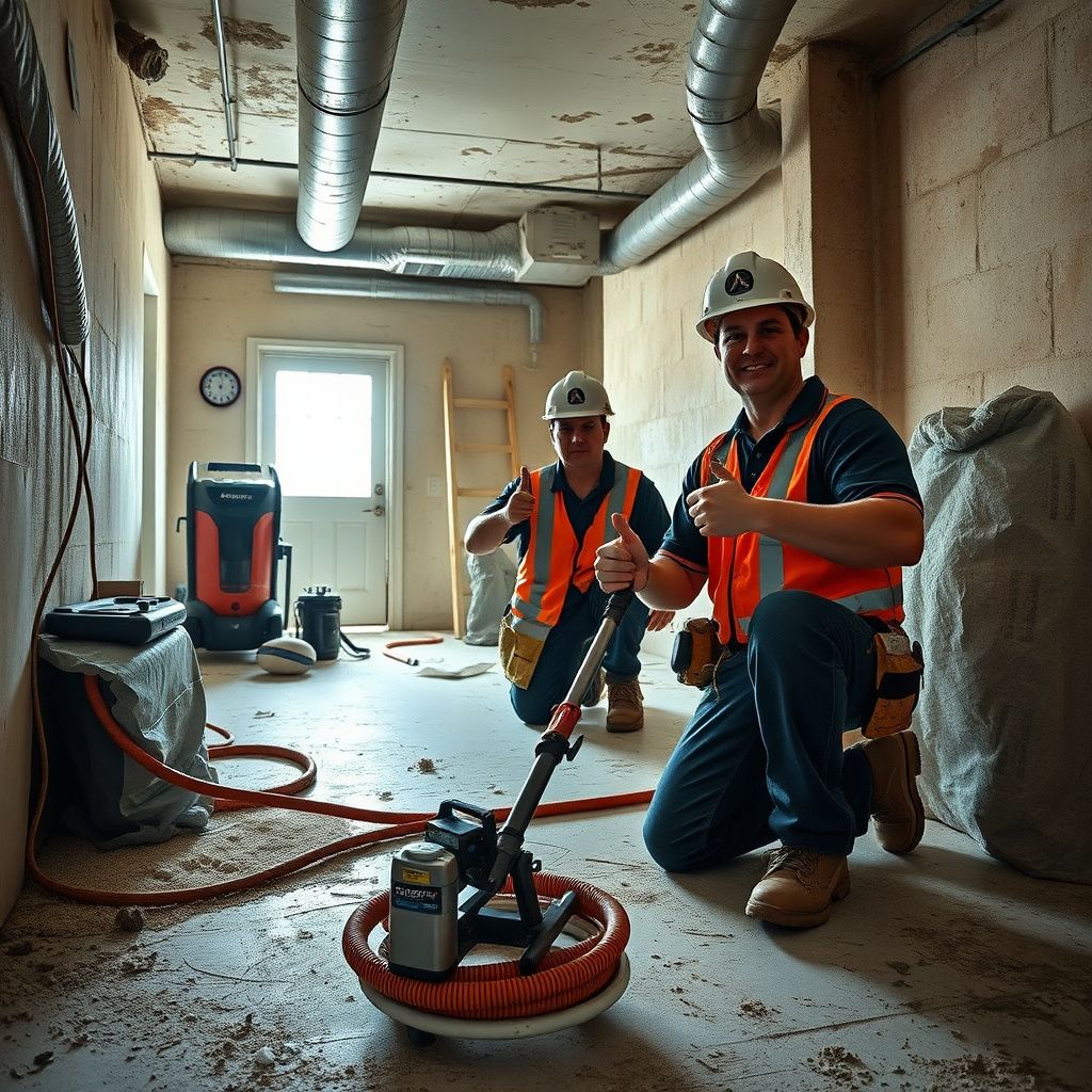 A mold remediation technician inspecting a wall with a moisture meter in a Joshua, Texas home.